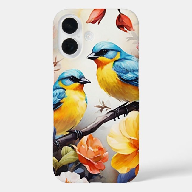 Funda iPhone 16 Estuche para iPhone - Aves azules (Reverso )