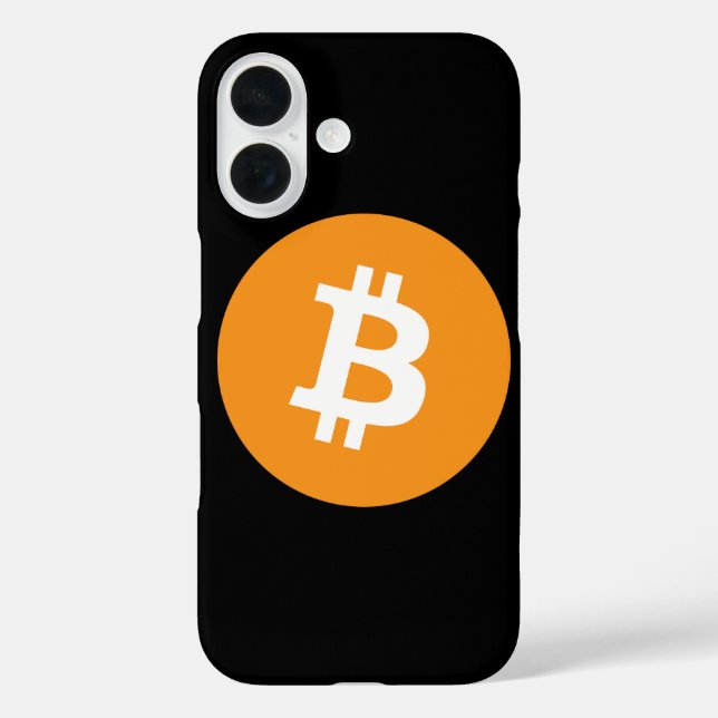 Funda iPhone 16 Estuche para iPhone Bitcoin Naranja negro criptodi (Reverso )