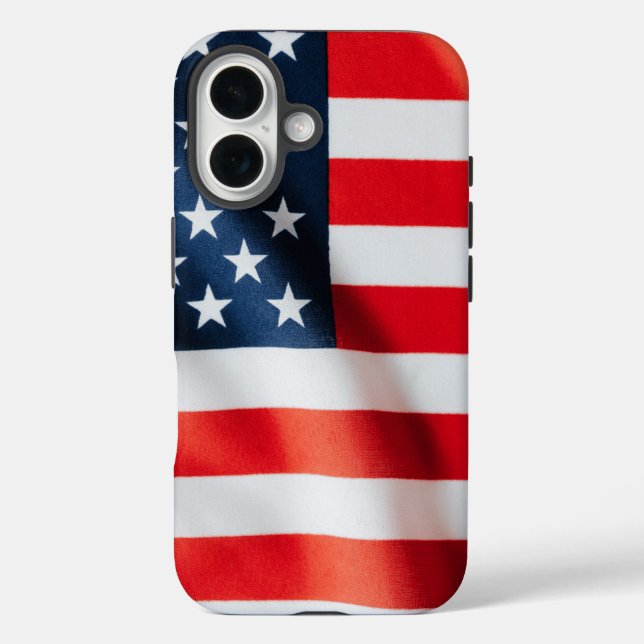 Funda iPhone 16 Estuche para iPhone con bandera estadounidense pat (Reverso )