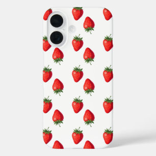Funda iPhone 16 Estuche para iPhone con patrón de fresa