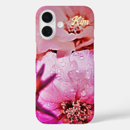 Funda iPhone 16 Estuche para iPhone de Apple con flores rosadas pe