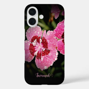 Funda iPhone 16 Estuche para iPhone de Apple con flores rosadas pe