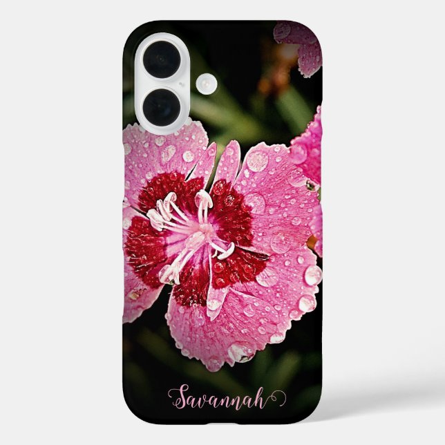 Funda iPhone 16 Estuche para iPhone de Apple con flores rosadas pe (Reverso )