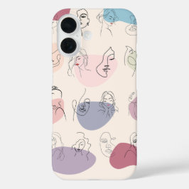 Funda iPhone 16 Estuche para iPhone de arte de la línea de mujeres