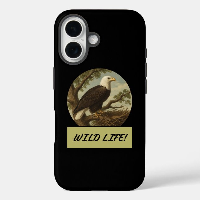 Funda iPhone 16 Estuche para iPhone de Bald Eagle Black Funda-Mate (Reverso )