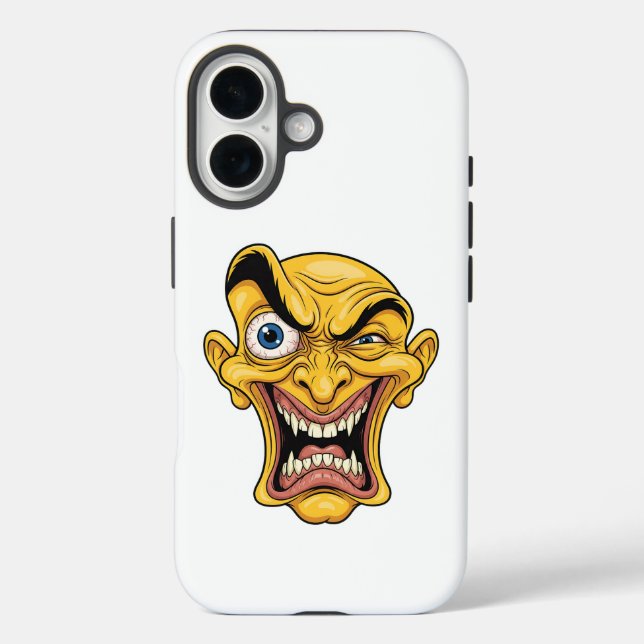 Funda iPhone 16 Estuche para iPhone de Caricatura Amarilla Loca (Reverso )