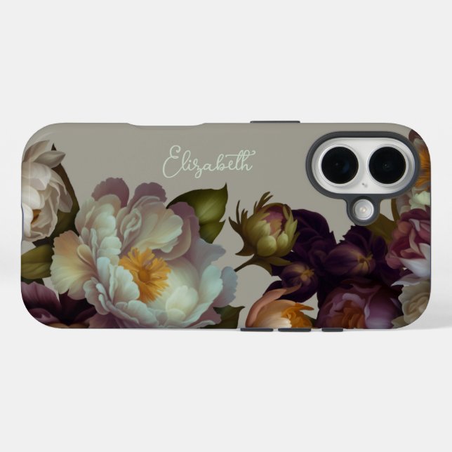 Funda iPhone 16 Estuche para iPhone de Crema Botánica Personalizad (Reverso (Horizontal))