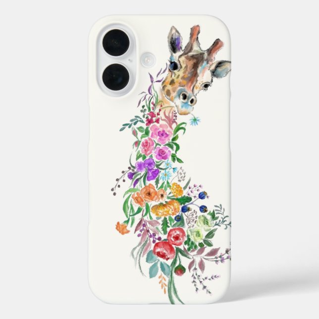 Funda iPhone 16 Estuche para iPhone de Flores Giraffe (Reverso )