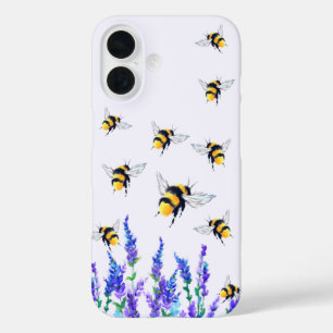 Funda iPhone 16 Estuche para iPhone de flores y abejas