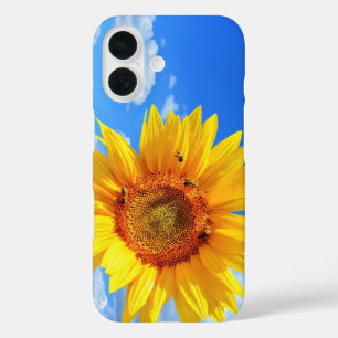 Funda iPhone 16 Estuche para iPhone de girasol y abejas