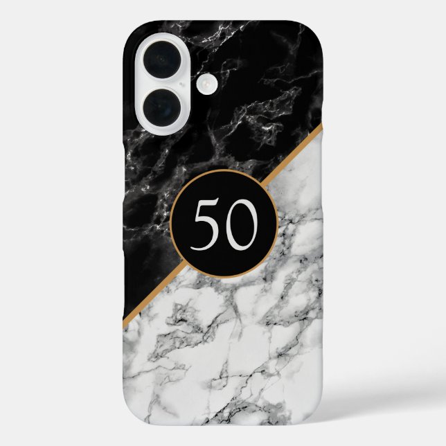 Funda iPhone 16 Estuche para iPhone de mármol blanco negro persona (Reverso )
