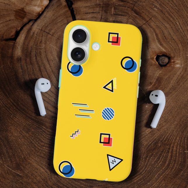 Funda iPhone 16 Estuche para iPhone de monograma amarillo Memphis  (Subido por el creador)