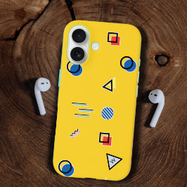 Funda iPhone 16 Estuche para iPhone de monograma amarillo Memphis