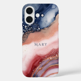 Funda iPhone 16 Estuche para iPhone de patrón abstracto. Nombre pe