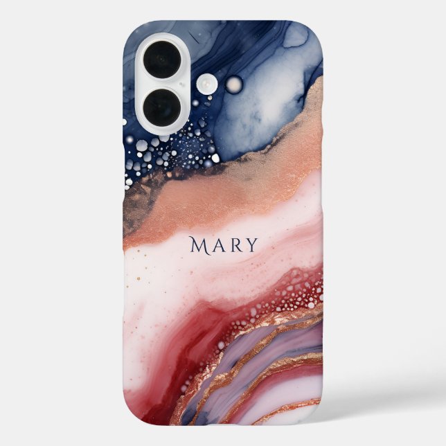 Funda iPhone 16 Estuche para iPhone de patrón abstracto. Nombre pe (Reverso )