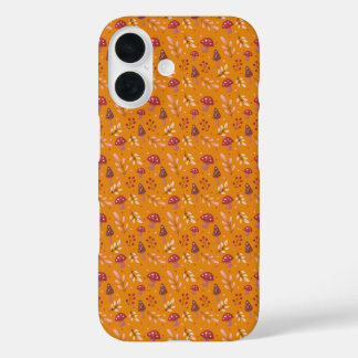 Funda iPhone 16 Estuche para iPhone de patrón de hongos naranja