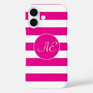 Funda iPhone 16 Estuche para iPhone de Peppy Pink Cabana Stripes F