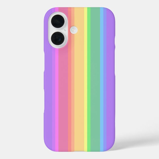 Funda iPhone 16 Estuche para iPhone de rainbow stripes Pastel Fund (Reverso )