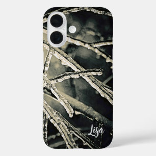 Funda iPhone 16 Estuche para iPhone de ramas blancas y negras pers