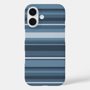 Funda iPhone 16 Estuche para iPhone de rayas gris-azul Funda-mate