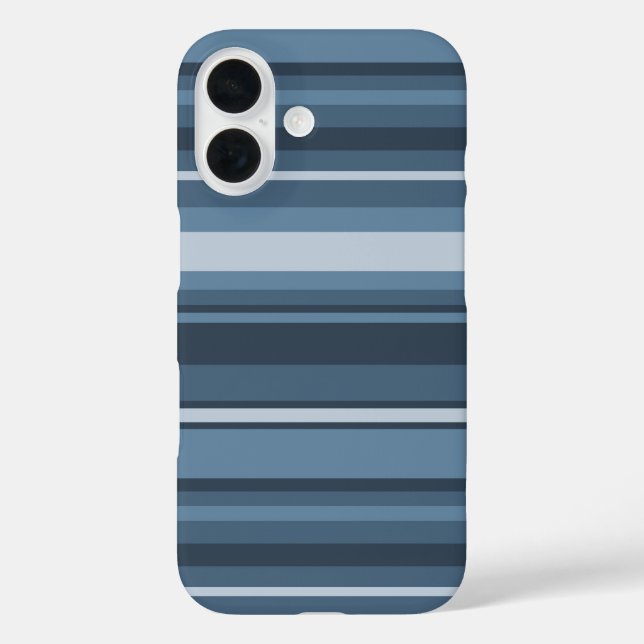 Funda iPhone 16 Estuche para iPhone de rayas gris-azul Funda-mate (Reverso )