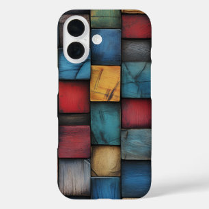 Funda iPhone 16 Estuche para iPhone de textura de bloques de mader