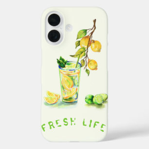 Funda iPhone 16 Estuche para iPhone de última bebida con limón