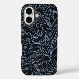 Funda iPhone 16 Estuche para IPhone del patrón botánico negro MG