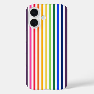 Funda iPhone 16 Estuche para iPhone Funda-Mate con rayas arcoiris 