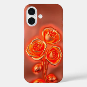 Funda iPhone 16 Estuche para iPhone Funda-Mate de Rosas de Naranja