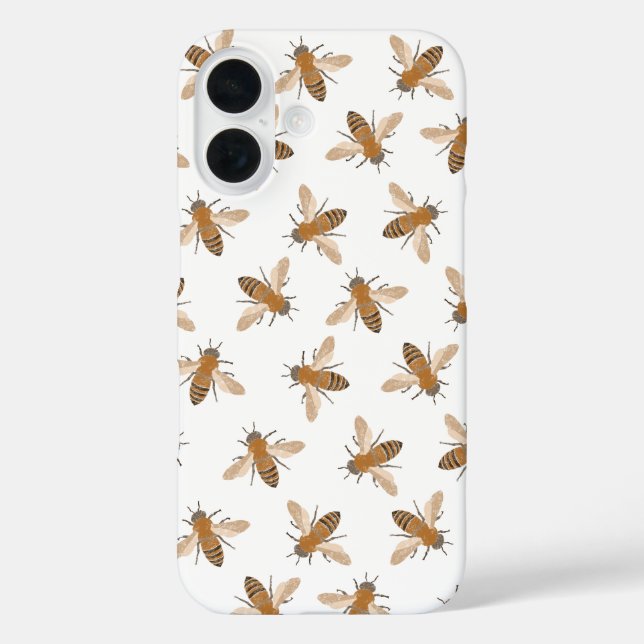 Funda iPhone 16 Estuche para iPhone Hand Drawn Bees (Reverso )
