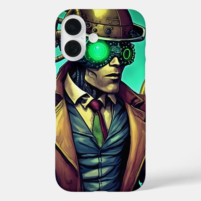 Funda iPhone 16 Estuche para iPhone humorístico Alien Steampunk má (Reverso )
