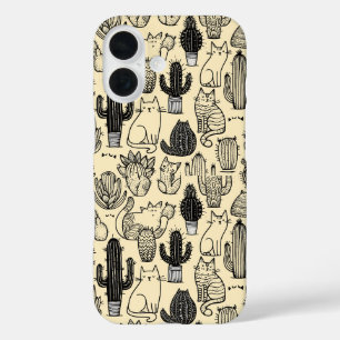 Funda iPhone 16 Estuche para iPhone/iPad para gatos y cactus diver