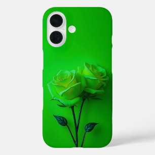 Funda iPhone 16 Estuche para iPhone Lime Green Rosas Duo Funda-Mat