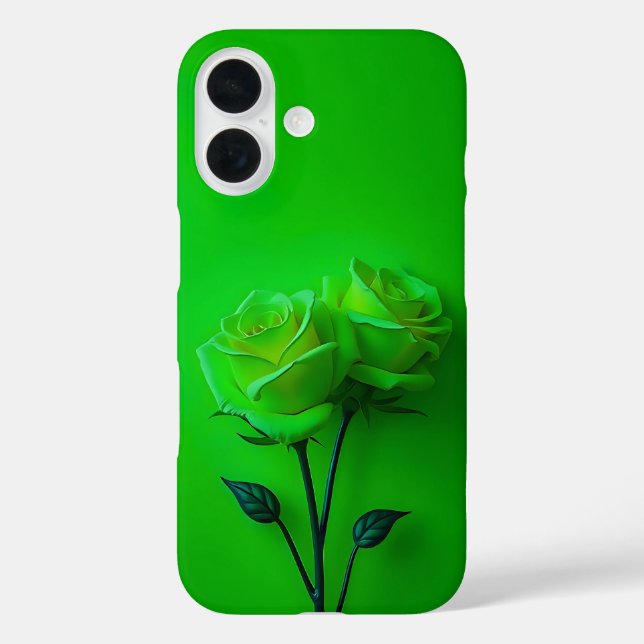 Funda iPhone 16 Estuche para iPhone Lime Green Rosas Duo Funda-Mat (Reverso )