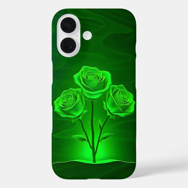 Funda iPhone 16 Estuche para iPhone para Rosas verdes brillantes F (Reverso )