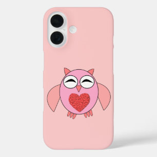 Funda iPhone 16 Estuche para iPhone Pink Love Heart Owl