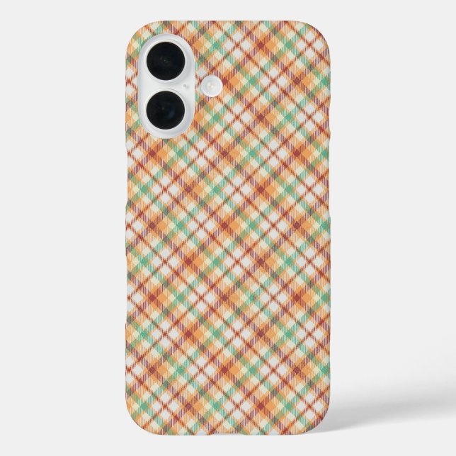 Funda iPhone 16 Estuche para iPhone Plaid de naranja (Reverso )