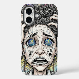 Funda iPhone 16 Estuche para iPhone Psychedelic Surreal Face - Emo