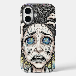Funda iPhone 16 Estuche para iPhone Psychedelic Surreal Face - Emo