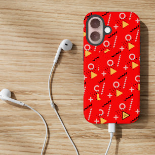 Funda iPhone 16 Estuche para iPhone Red Memphis Monograma Funda-Ma