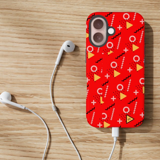 Funda iPhone 16 Estuche para iPhone Red Memphis Monograma Funda-Ma (Subido por el creador)