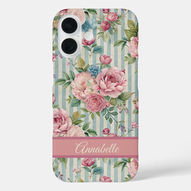 Funda iPhone 16 Estuche para iPhone rosa floral Rosa de algodón /  (Reverso )