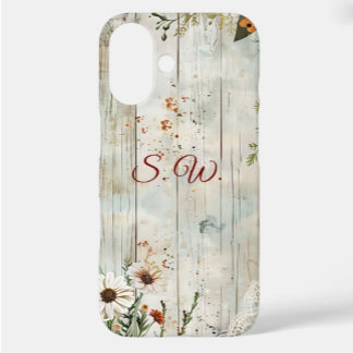Funda iPhone 16 Estuche para iPhone rústico Vintage Lace & Daisies