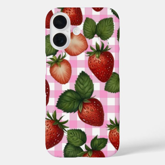 Funda iPhone 16 Estuche para iPhone Strawberry (Reverso )
