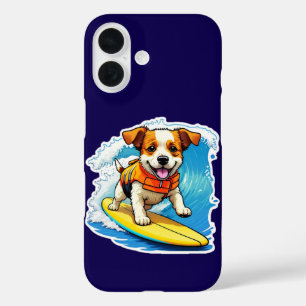 Funda iPhone 16 Estuche para iPhone Surfing Dog