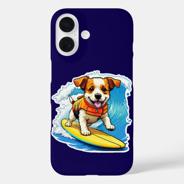 Funda iPhone 16 Estuche para iPhone Surfing Dog (Reverso )