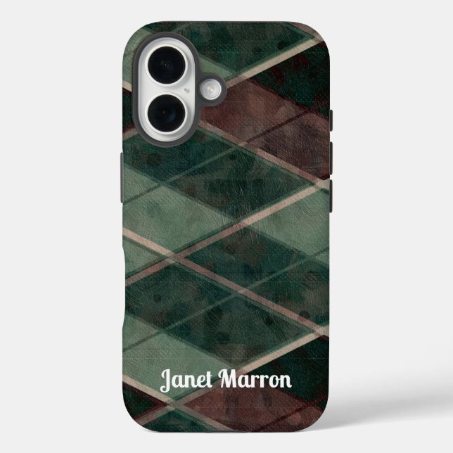 Funda iPhone 16 Estuche para iPhone y iPad de diamantes marrones y (Reverso )