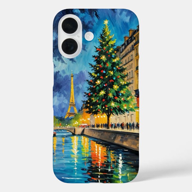 Funda iPhone 16 Estuche para iPhone y iPad navideños de París (Reverso )