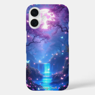 Funda iPhone 16 Estuche para teléfono con cascada iluminada por lu